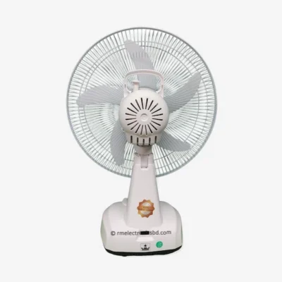 Kennede KN-2914 14-inch Rechargeable Fan with LED Light, Solar Charging, and AC/DC Support – Orange and Off-White