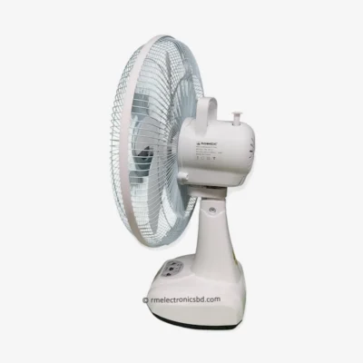 Kennede KN-2914 14-inch Rechargeable Fan with LED Light, Solar Charging, and AC/DC Support – Orange and Off-White