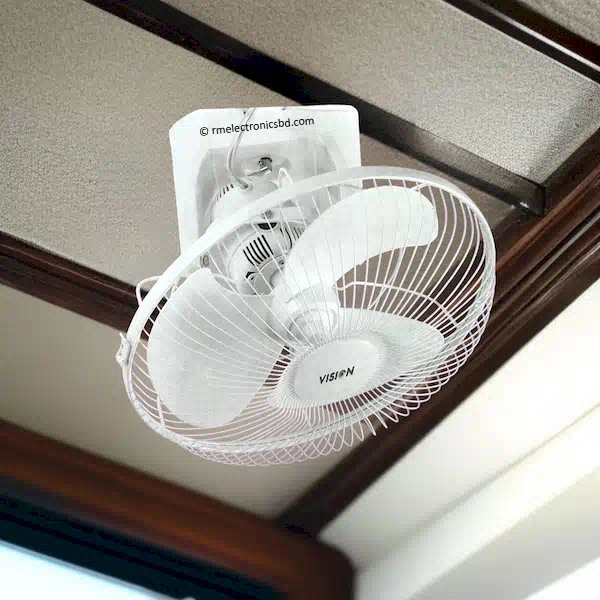RFL Vision Ceiling Mounted Orbit Fan – 16-inch white fan with high-speed airflow and 90° oscillation.