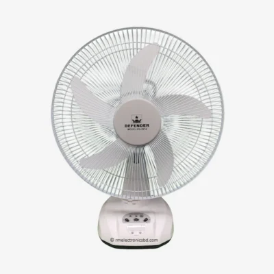Defender KN-2914 14-inch Rechargeable Fan with LED Light, Solar Charging, and AC/DC Support – Orange and Off-White