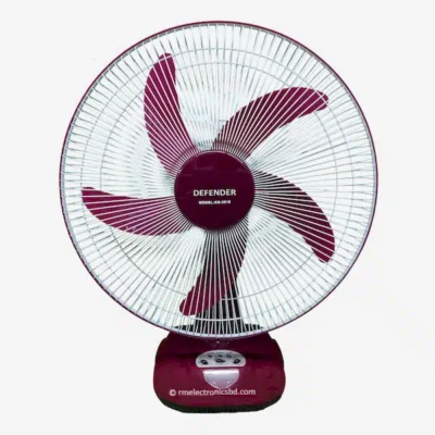 Defender KN 2916 16-inch Rechargeable Fan with LED Light, AC/DC Support, and Solar Charging – Maroon and Off-White Colors
