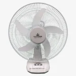 Defender KN 2916 16-inch Rechargeable Fan with LED Light, AC/DC Support, and Solar Charging – Maroon and Off-White Colors