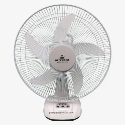 Defender KN 2916 16-inch Rechargeable Fan with LED Light, AC/DC Support, and Solar Charging – Maroon and Off-White Colors