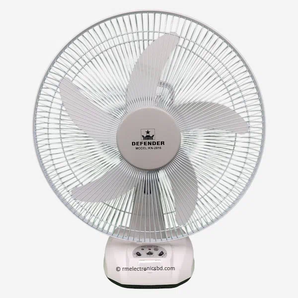 Defender KN 2916 16-inch Rechargeable Fan with LED Light, AC/DC Support, and Solar Charging – Maroon and Off-White Colors