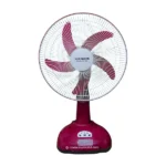 Defender KN 2926 16-inch Rechargeable Fan with AC/DC Power, LED Light, and Solar Charging – Maroon and Off-White