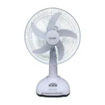 Defender KN-2926 16-inch Rechargeable Fan with AC/DC Power, LED Light, and Solar Charging – Maroon and Off-White
