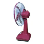 Defender KN-2926 16-inch Rechargeable Fan with AC/DC Power, LED Light, and Solar Charging – Maroon and Off-White