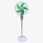 Defender kn 2936hrs 16-inch Rechargeable Stand Fan – Remote, LED, USB, Solar Charging, Orange and Light-Green