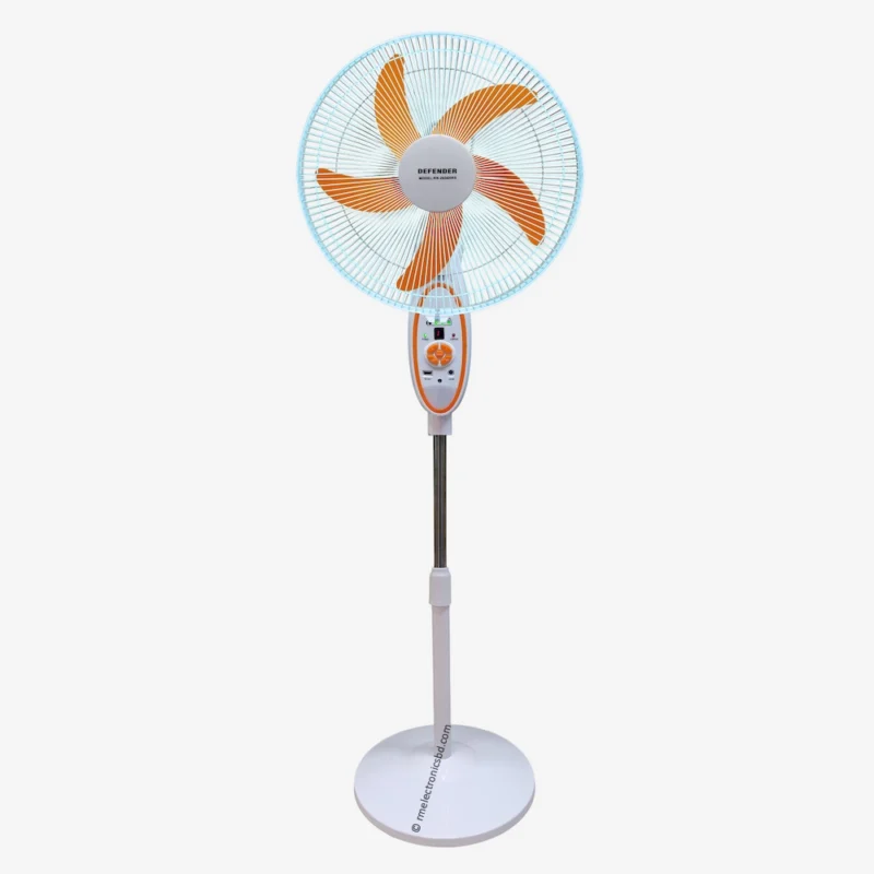 Best Fans & Electronics Shop Online in Bangladesh | RM Electronics 40 Defender kn 2936hrs 16-inch Rechargeable Stand Fan – Remote, LED, USB, Solar Charging, Orange and Light-Green