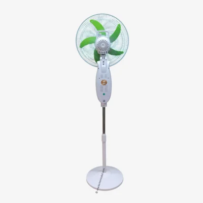 Kennede kn 2936hrs 16-inch Rechargeable Stand Fan – Remote, LED, USB, Solar Charging, Orange and Light-Green