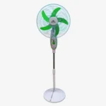 Kennede kn 2936hrs 16-inch Rechargeable Stand Fan – Remote, LED, USB, Solar Charging, Orange and Light-Green