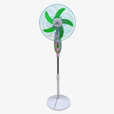 Kennede kn 2936hrs 16-inch Rechargeable Stand Fan – Remote, LED, USB, Solar Charging, Orange and Light-Green