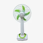 Defender KN-2936RS 16-inch Rechargeable Fan with Remote, USB Port, LED, Solar Charging, and 9-Speed Control – Orange and Light-Green