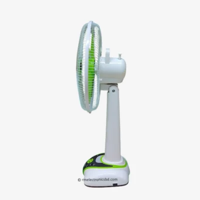 Defender KN-2936RS 16-inch Rechargeable Fan with Remote, USB Port, LED, Solar Charging, and 9-Speed Control – Orange and Light-Green