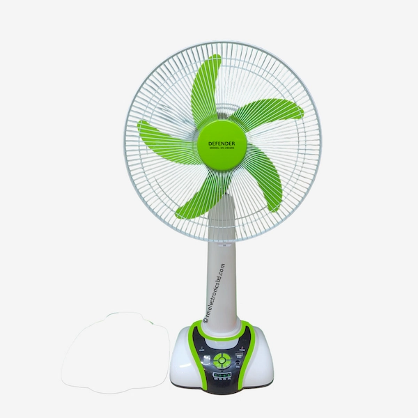 Defender KN 2936RS 16-inch Rechargeable Fan with Remote, USB Port, LED, Solar Charging, and 9-Speed Control – Orange and Light-Green