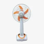 Defender KN-2936RS 16-inch Rechargeable Fan with Remote, USB Port, LED, Solar Charging, and 9-Speed Control – Orange and Light-Green