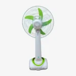 Kennede kn 2936rs 16-inch Rechargeable Fan with Remote, USB Port, LED, Solar Charging, and 9-Speed Control – Orange and Light-Green