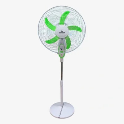 Defender kn 2938hrs 18-inch Rechargeable Stand Fan – Remote, LED, USB, Solar Charging, Orange and Light-Green
