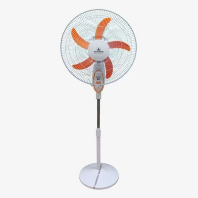 Defender kn 2938hrs 18-inch Rechargeable Stand Fan – Remote, LED, USB, Solar Charging, Orange and Light-Green