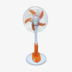Kennede kn 2986hrs 16-inch Rechargeable Fan – Smart AC/DC, Remote, LED, Solar Supported, Orange & Light-Green