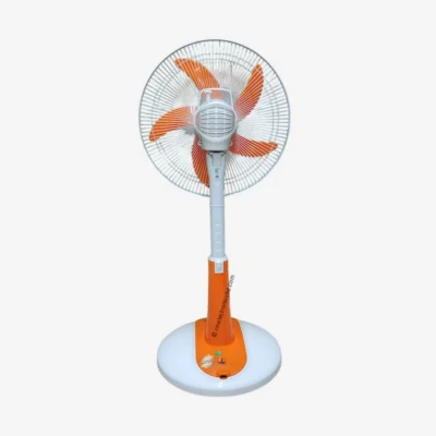 Kennede kn 2986hrs 16-inch Rechargeable Fan – Smart AC/DC, Remote, LED, Solar Supported, Orange & Light-Green