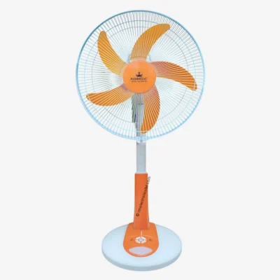 Kennede kn 2986hrs 16-inch Rechargeable Fan – Smart AC/DC, Remote, LED, Solar Supported, Orange & Light-Green