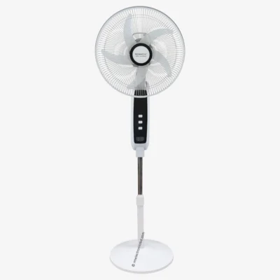 Kennede kn 5966hrb 16-inch Rechargeable Stand Fan – Remote, LED, USB, Solar Charging, Off-white