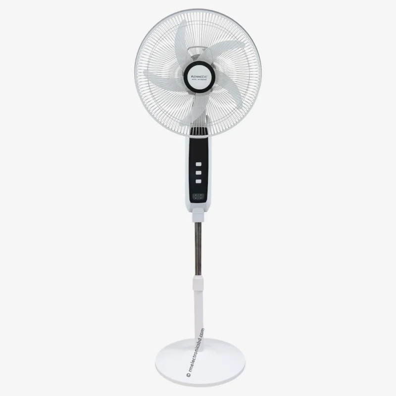 Kennede kn 5966hrb 16-inch Rechargeable Stand Fan – Remote, LED, USB, Solar Charging, Off-white