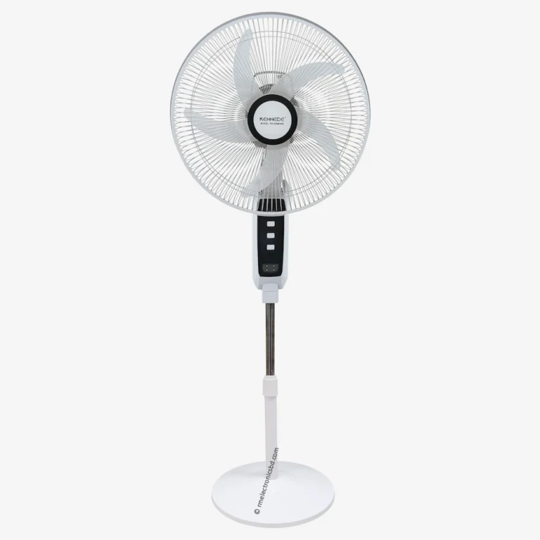 Kennede kn 5968hrb 18-inch Rechargeable Stand Fan – Remote, LED, USB, Solar Charging, Off-white