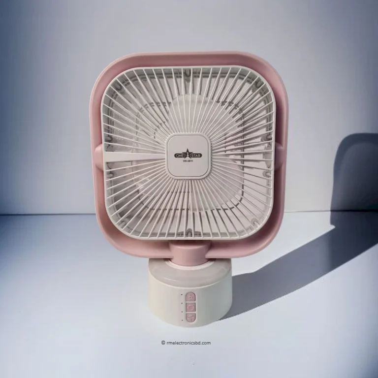 OneStar OS 2911 Rechargeable Mini Fan - Foldable Desk Fan with LED Light and USB Type-C Charging, Pink, Sky-Blue, and Mint-green Color Options