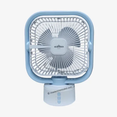 OneStar OS 2911 Rechargeable Mini Fan - Foldable Desk Fan with LED Light and USB Type-C Charging Sky-Blue Color