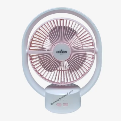OneStar OS 2910 Rechargeable Mini Fan - Foldable Desk Fan with LED Light and USB Type-C Charging pink Color
