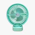 Supermoon SM 6670 Rechargeable Mini Fan with 3000mAh Battery, LED Light & AC/DC Mode – Lemon & Light-Cyan
