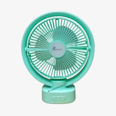 Supermoon SM 6670 Rechargeable Mini Fan with 3000mAh Battery, LED Light & AC/DC Mode – Lemon & Light-Cyan