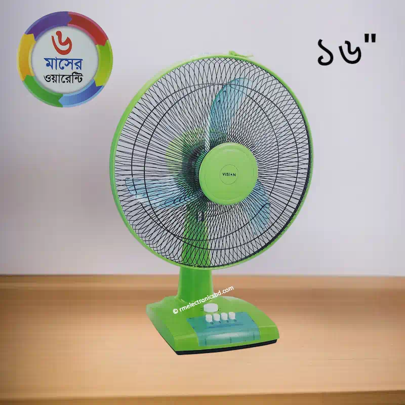 Vision Table Fan 16 Inch – High Speed Electric Fan (Green)