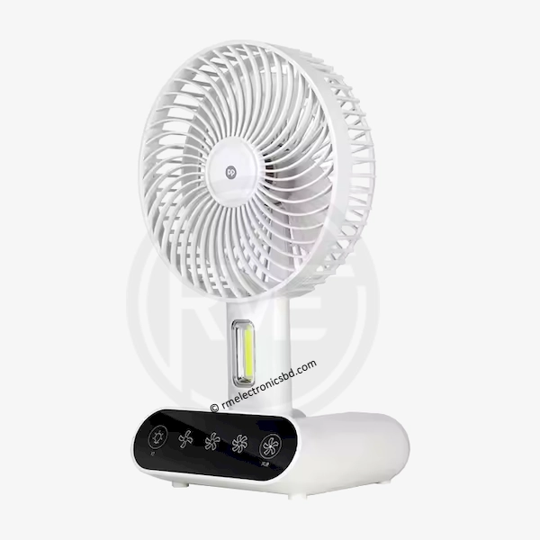 DP 7624 – Rechargeable Desk Fan | 3000mAh | 3-Speed | Touch Control | LED Light | USB Output DP 7624 6-inch Rechargeable Mini Fan with 3000mAh Battery, Touch Control, LED Light, and USB Output