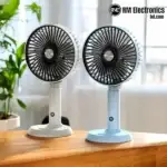 DP 7640 Rechargeable Handheld Mini Fan – Sky Blue and Light Gray Color