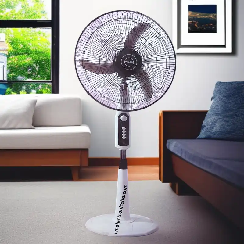 VISION 18 Inch Pedestal Stand Fan in Black – Copper Motor, 55W Power, 3-Speed Settings