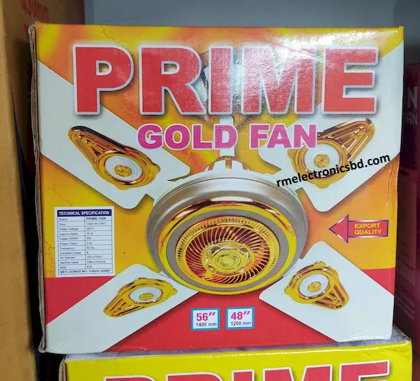 Prime Gold ceiling fan 4-blade 56-inch (1400mm) ceiling fan in golden finish Prime Gold ceiling fan 4-blade 56-inch (1400mm) ceiling fan in golden finish
