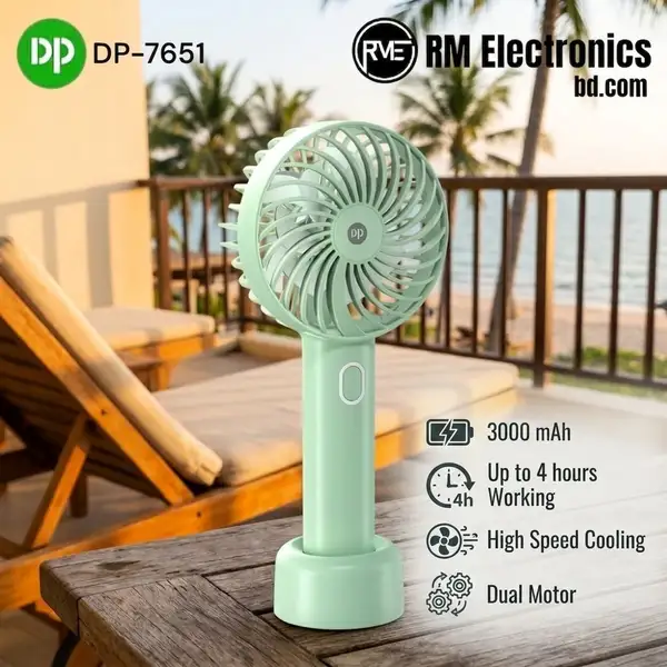 DP 7651 Rechargeable Handheld Fan DP 7651 Rechargeable Handheld Fan 3000mAh Pastel Green